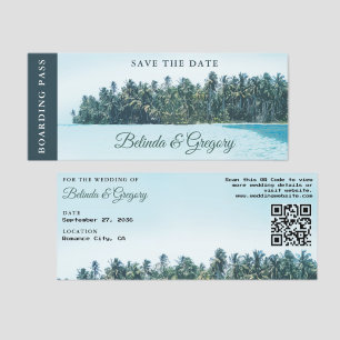 Boarding Pass Tropical Wedding Save the Date Raffle Tickets