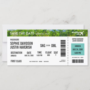 Boarding Pass Vintage Beach Save the Date