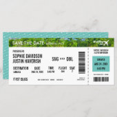 Boarding Pass Vintage Beach Save the Date (Front/Back)