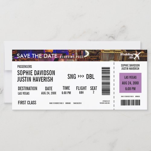 Boarding Pass Vintage Las Vegas Save the Date