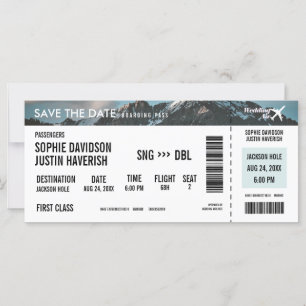 Boarding Pass Vintage Mountains Save the Date