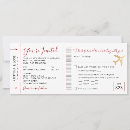 Boarding Pass Wedding All_In_One Invitation