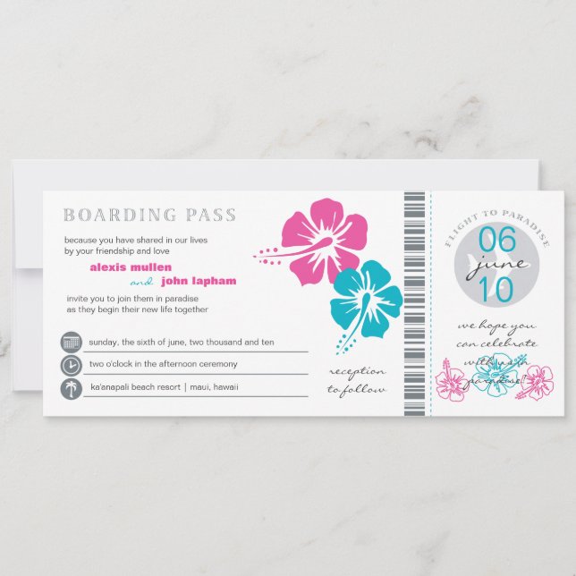 Boarding Pass Wedding Invitation (Front)
