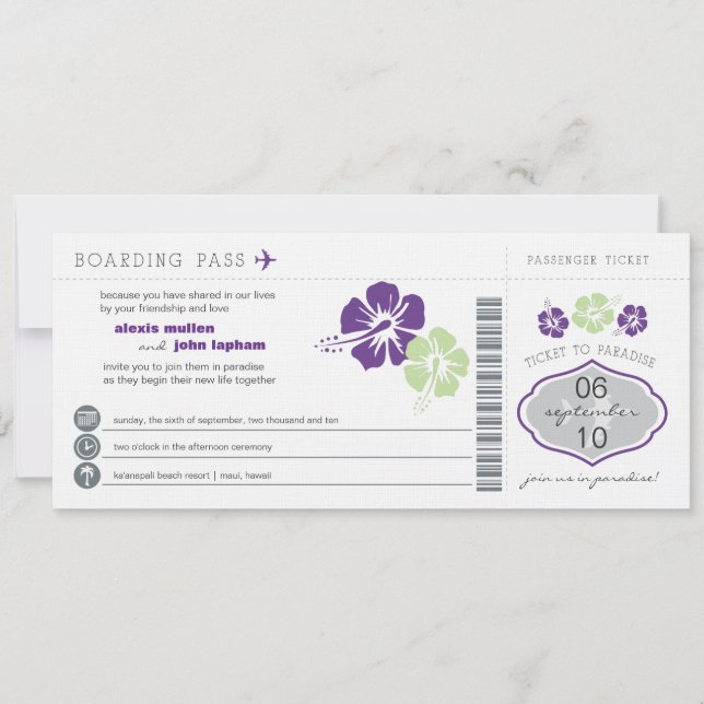 Boarding Pass Wedding Invitation (Front)