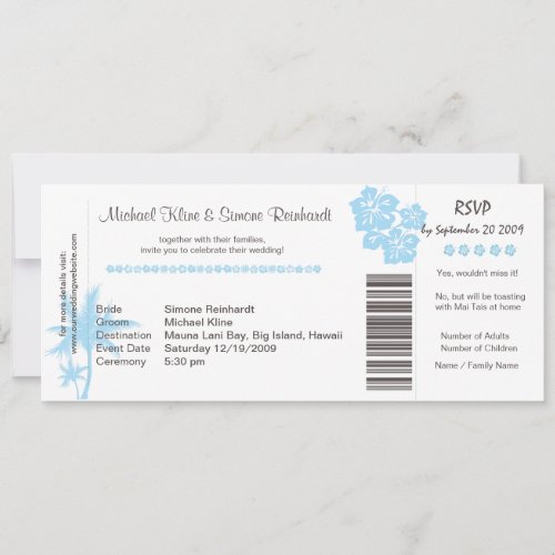 Boarding Pass Wedding Invitation and RSVP in one