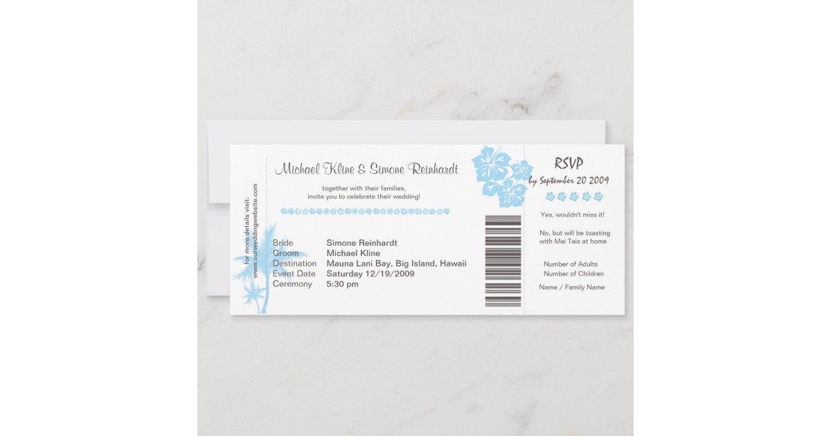 Boarding Pass Wedding Invitation and RSVP in one | Zazzle