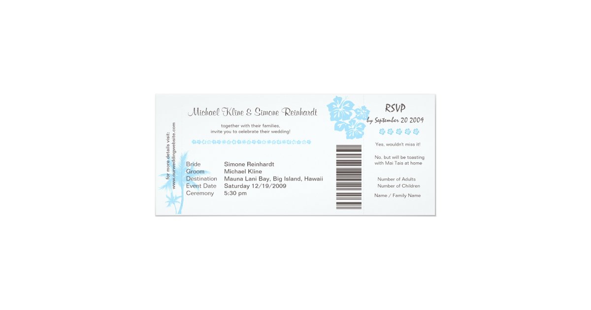 Boarding Pass Wedding Invitation and RSVP in one | Zazzle.com