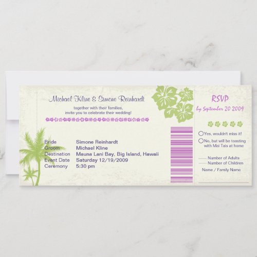 Boarding Pass Wedding Invitation and RSVP in one