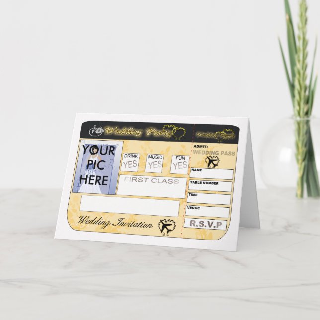 Boarding Pass Wedding Invitation Card (Front)