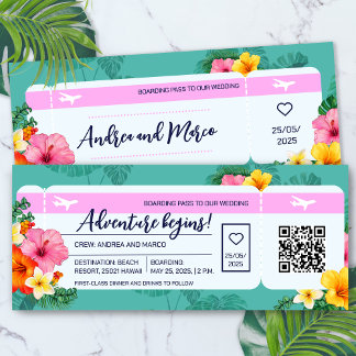 Boarding Pass Wedding Invitation Destination