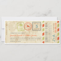 New York Boarding Pass Ticket Wedding Invitation