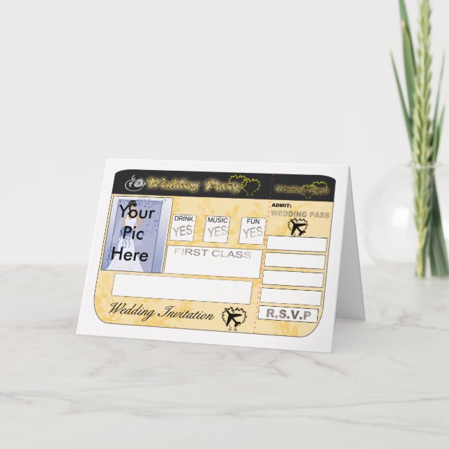 Boarding Pass  Wedding Invitation To Customize (Front)