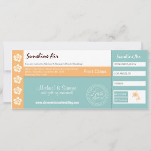 Boarding Pass Wedding Invitation turquoise orange