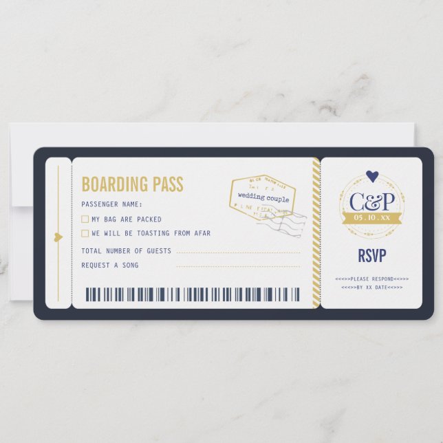Boarding Pass Wedding RSVP Invitation (Front)