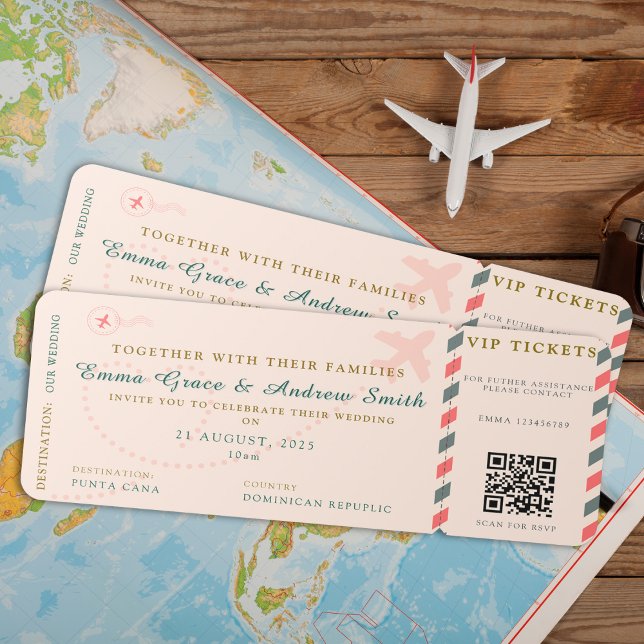 Boarding Pass Wedding RSVP Qr Code Airline Ticket Invitation (Boarding Pass Wedding RSVP Qr Code Airline Ticket Invitation)