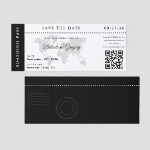 Boarding Pass Wedding Save the Date Destination Raffle Tickets