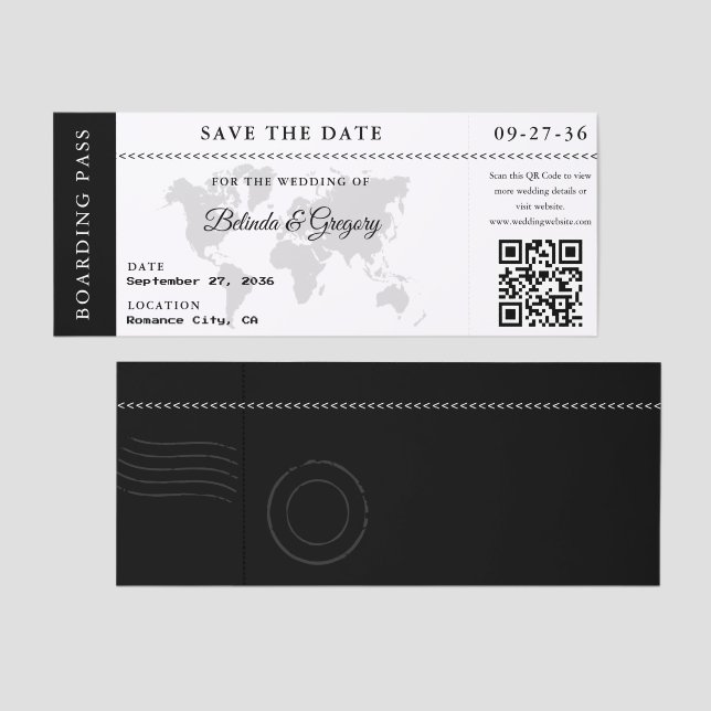 Boarding Pass Wedding Save the Date Destination Raffle Tickets (Front/Back)