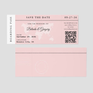 Boarding Pass Wedding Save the Date Destination Raffle Tickets