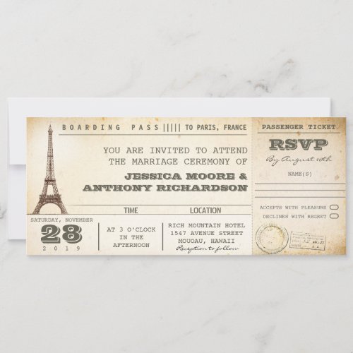 boarding pass wedding tickets_ invitations PARIS