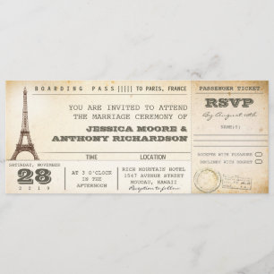 boarding pass wedding tickets- invitations PARIS
