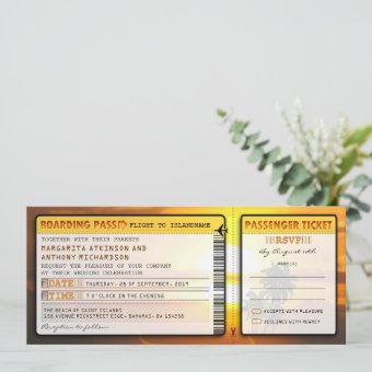 boarding pass wedding tickets-invites with rsvp invitation | Zazzle