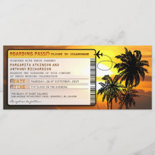 boarding pass wedding tickets-invites with sunset invitation