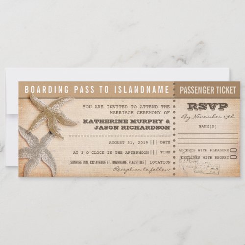 boarding pass wedding tickets with rsvp invitation