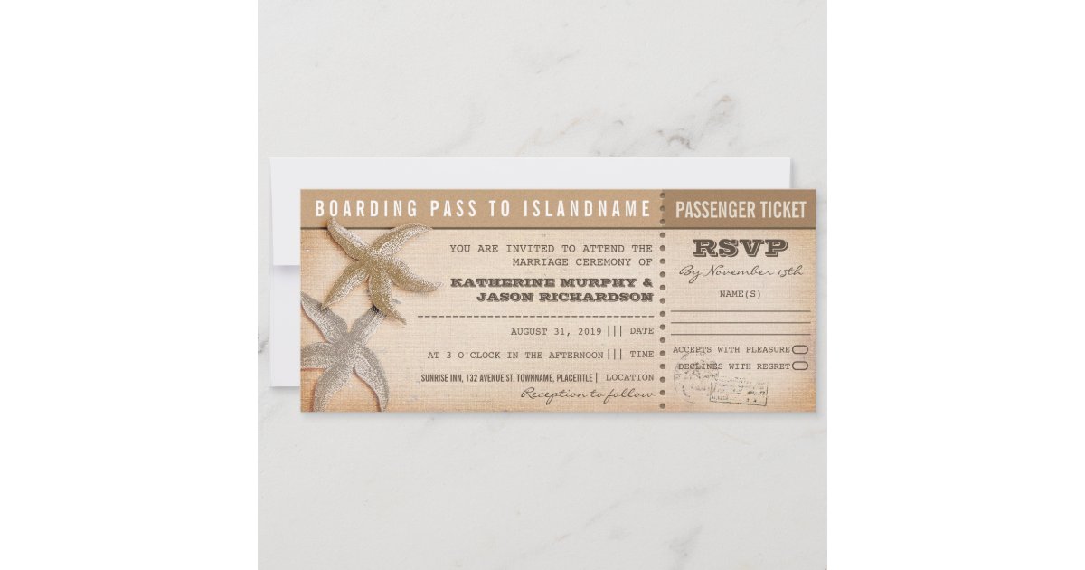 boarding pass wedding tickets with rsvp invitation | Zazzle
