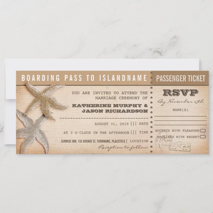boarding pass wedding tickets with rsvp invitation | Zazzle