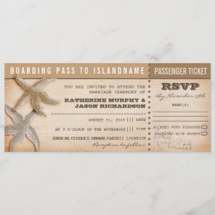 boarding pass wedding tickets with rsvp invitation