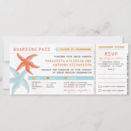 boarding pass wedding tickets with RSVP together Invitation | Zazzle