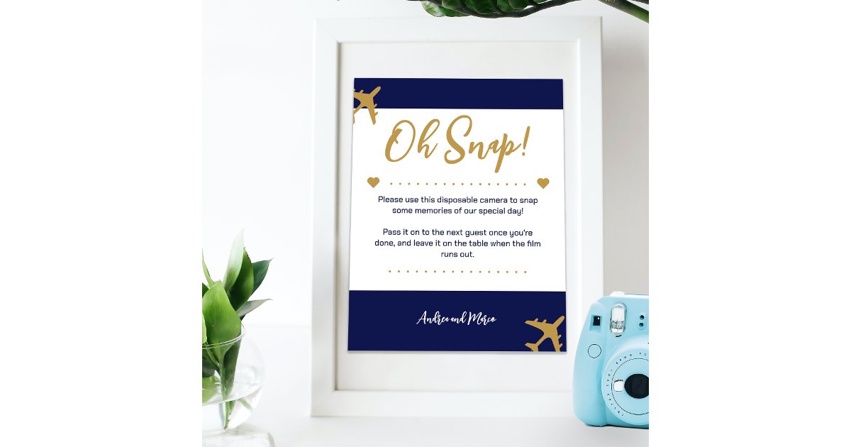 Boarding Pass Weddnig Instant Camera Sign | Zazzle