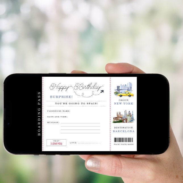 Boarding Pass | Weekend in Spain Invitation (Front Digital)