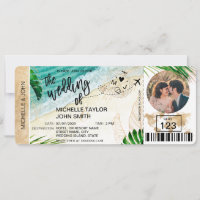 Boarding Pass World Map Tropical Beach Photo