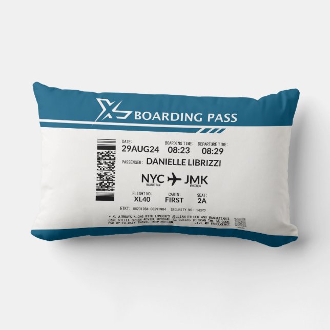 Boarding Pass - XL Throw Pillow (Back)