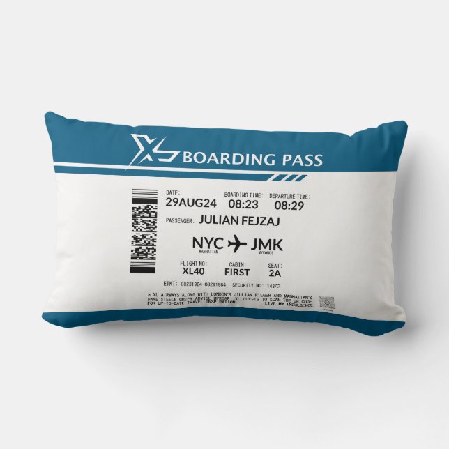 Boarding Pass - XL Throw Pillow (Back)