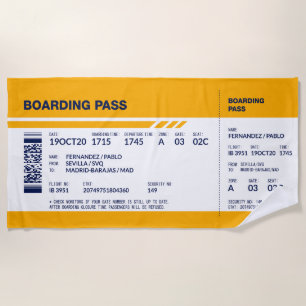 Boarding Pass - Yellow Beach Towel