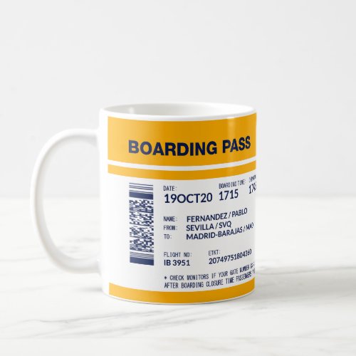 Boarding Pass _ Yellow Coffee Mug