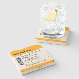 Boarding Pass - Yellow Stone Coaster