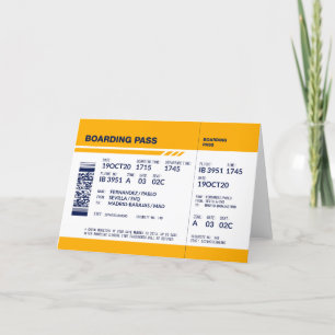 Boarding Pass - Yellow Thank You Card