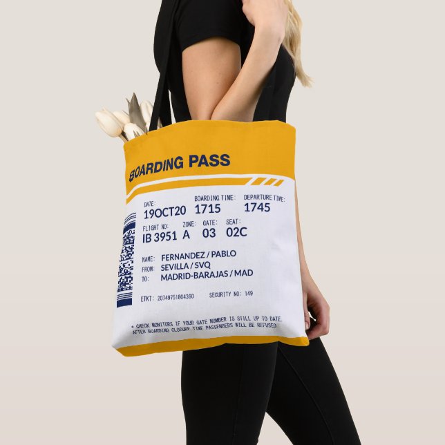 Boarding Pass - Yellow Tote Bag (Close Up)