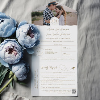 Boarding Passport Ticket Destination Travel Theme All In One Invitation