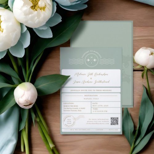 Boarding Passport Ticket Destination Wedding Invitation