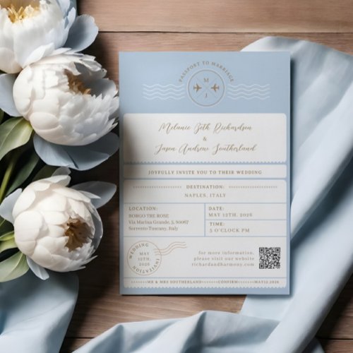 Boarding Passport Ticket Destination Wedding Invitation