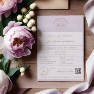 Boarding Passport Ticket Destination Wedding Invitation