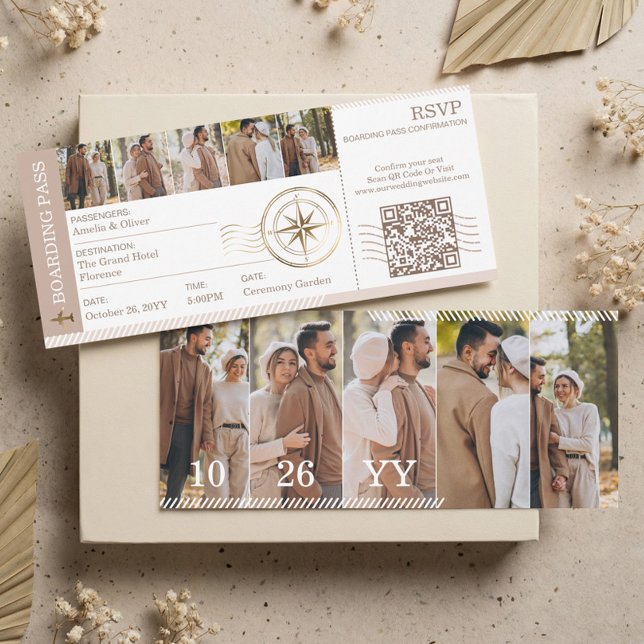 Boarding Plane Ticket Destination Wedding Photo Invitation (Boarding Plane Ticket Destination Wedding Photo Invitation)