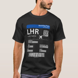 Boarding Ticket London Heathrow LHR Design Air Tic T-Shirt