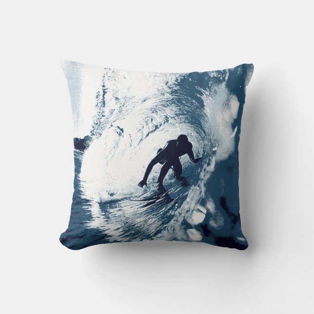 Boarding Trybe Tube, Hawaiian Surf Graphic Throw Pillow (Front)