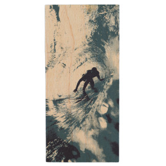 Boarding Trybe Tube, Hawaiian Surf Graphic Wood USB Flash Drive