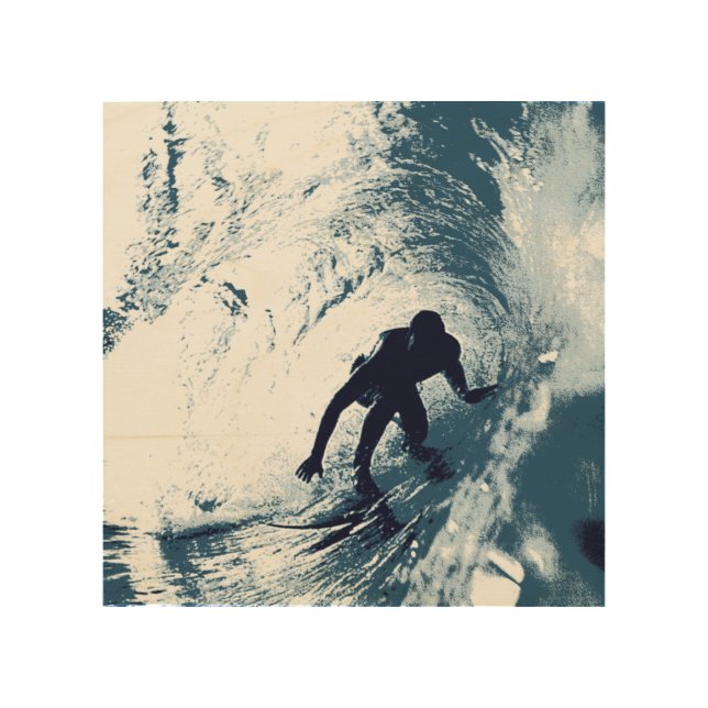 Boarding Trybe Tube, Hawaiian Surf Graphic Wood Wall Decor (Front)